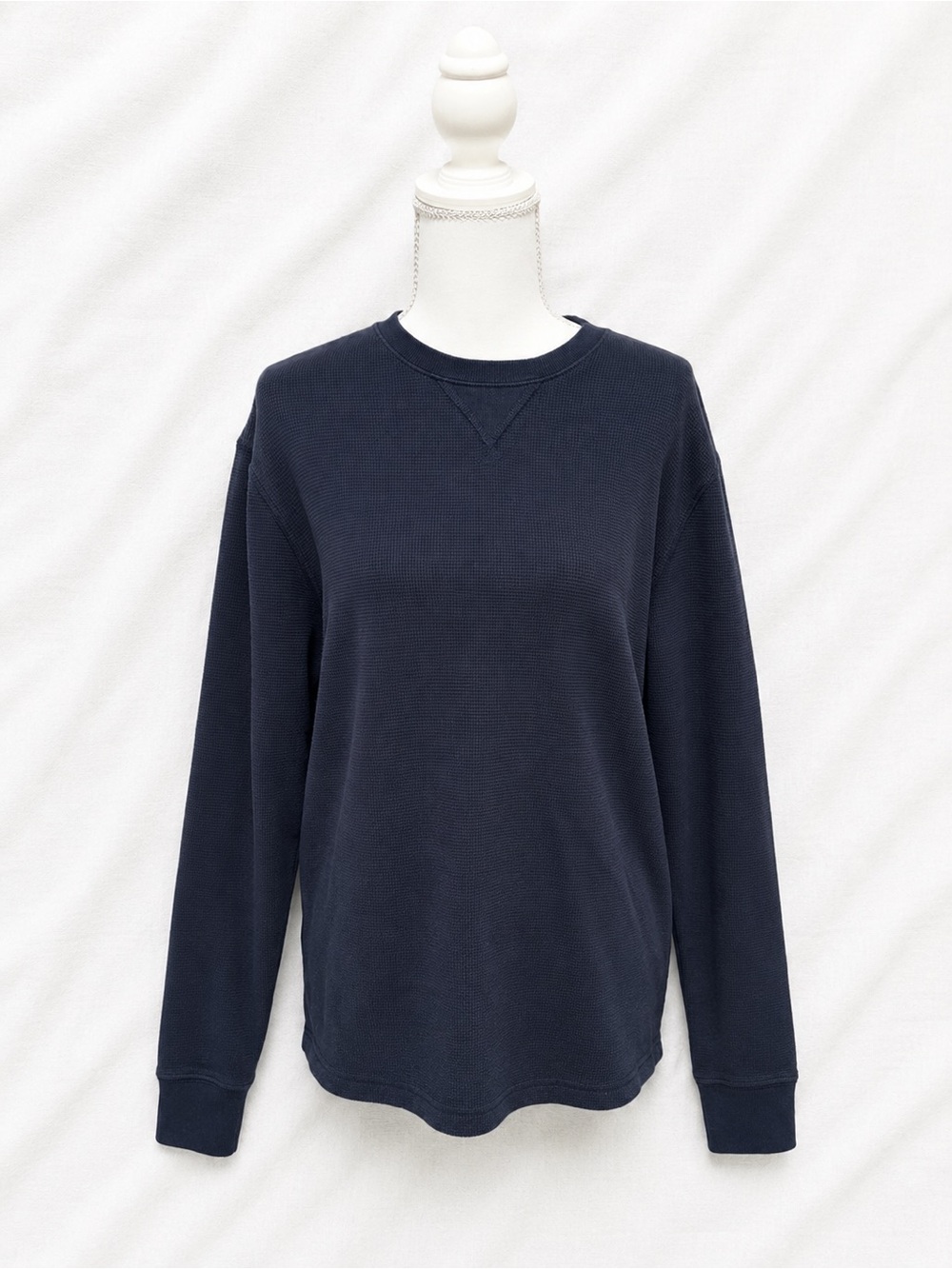 Eddie Bauer Navy Waffle Knit Crewneck Sweater